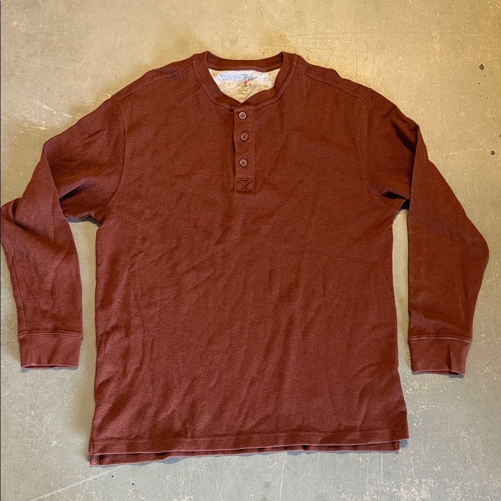 RedHead Men's Burgundy Long Sleeve Henley Shirt